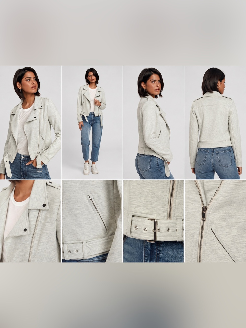 FOREVER 21+ BELTED MOTO JACKET - HEATHER GREY SIZE 1X (NEW WITH TAGS) A21